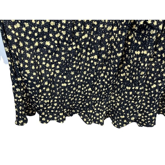 Alice Blue Accordion Pleat Midi Skirt Size S Black Butter Yellow Floral Belt - Picture 6 of 13